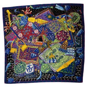 HERMES Cavaliers du Caucase  Cashmere /Silk Shawl 140